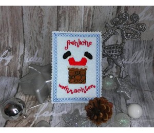 Stickdatei - ITH Postkarte Weihnachtsmann Kamin
